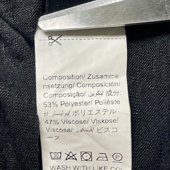 DAZY Modern Black Semi-Sheer Oversized Long Sleeve Top Tunic XL Slit Front - Picture 6 of 7